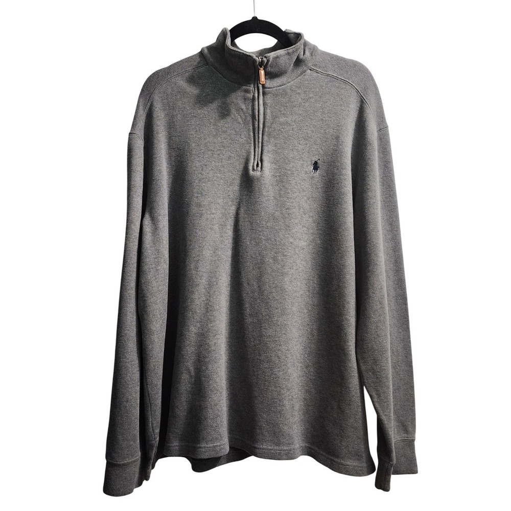 Polo by Ralph Lauren Mens Gray 1/4 Zip Long Sleeve Pullover Sweater XL